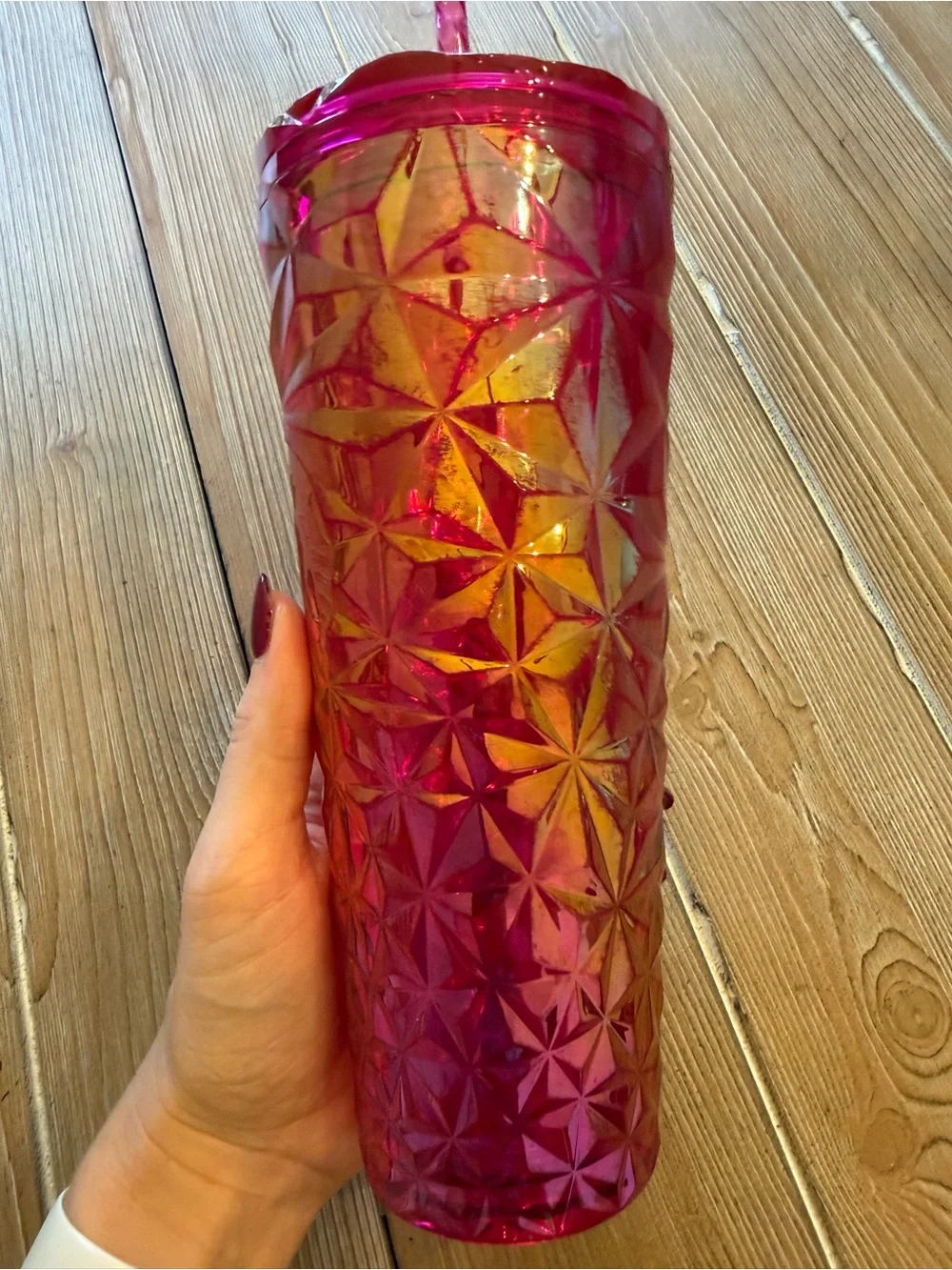 Starbucks Fushia Prism Cold Cup with Straw